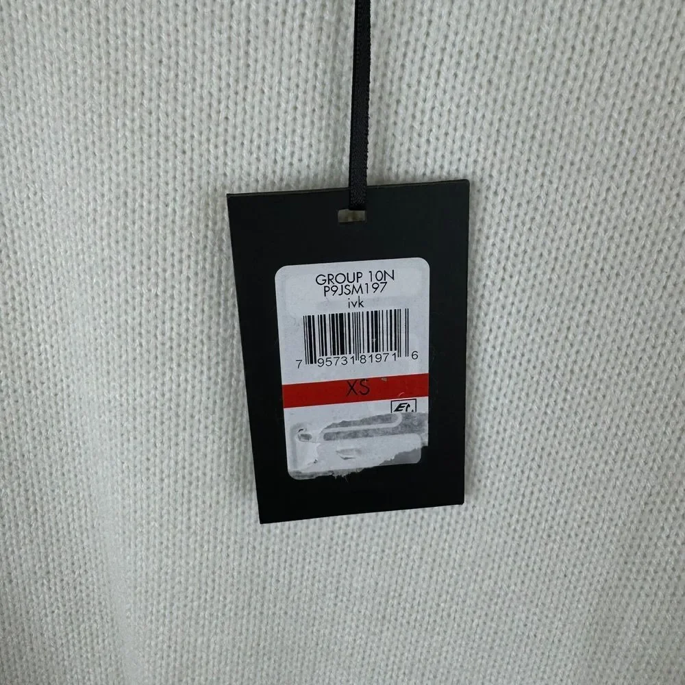 DKNY Sweater Womens Size XS Off White Black Fuzzy Textured Fall Winter‎ NWT - Picture 4 of 8